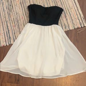 Guess Black and White Strapless Dress